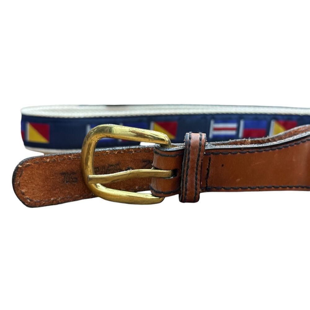 Canterbury Nautical Flag Canvas Cotton Web Brass Buckle Signal Sailing Belt